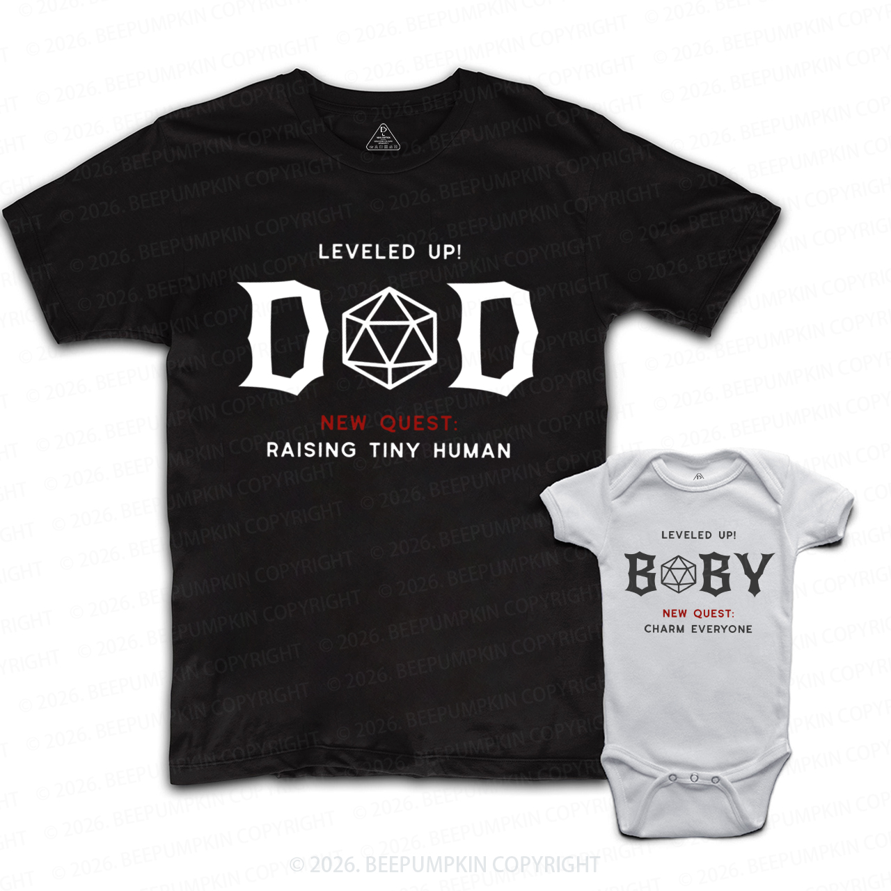 Leveled up Dad Baby Dad&Me Matching Shirts