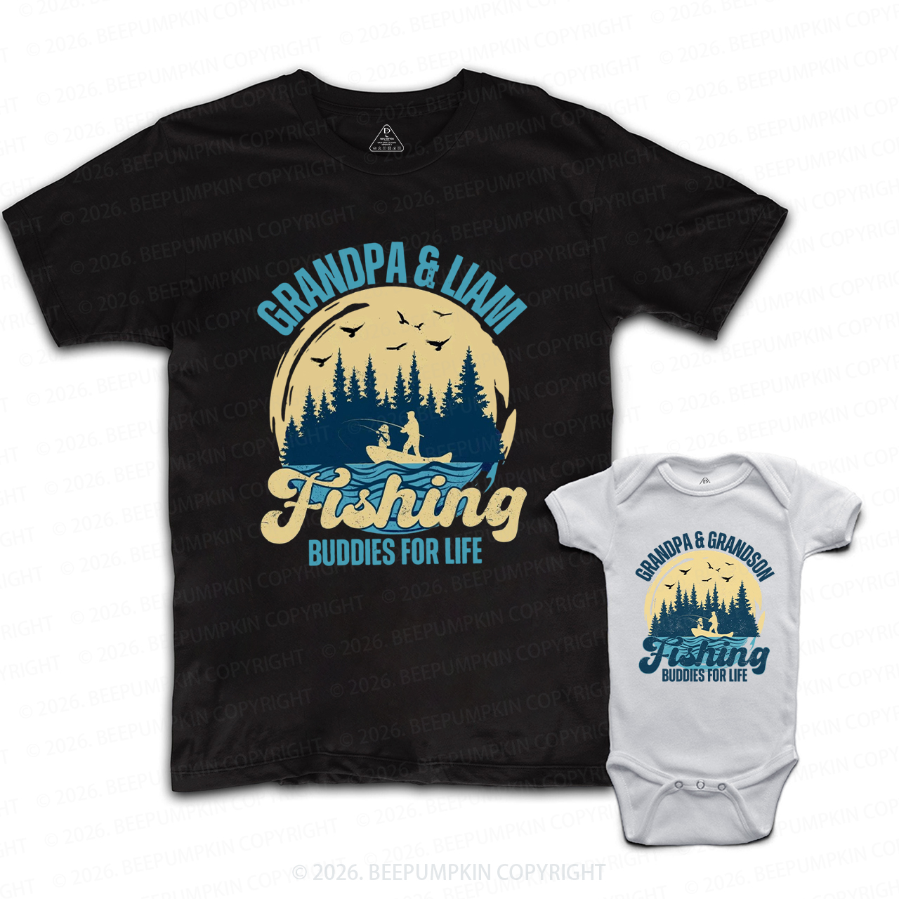 Personalized Fishing Buddies Grandpa&Me Matching Shirts