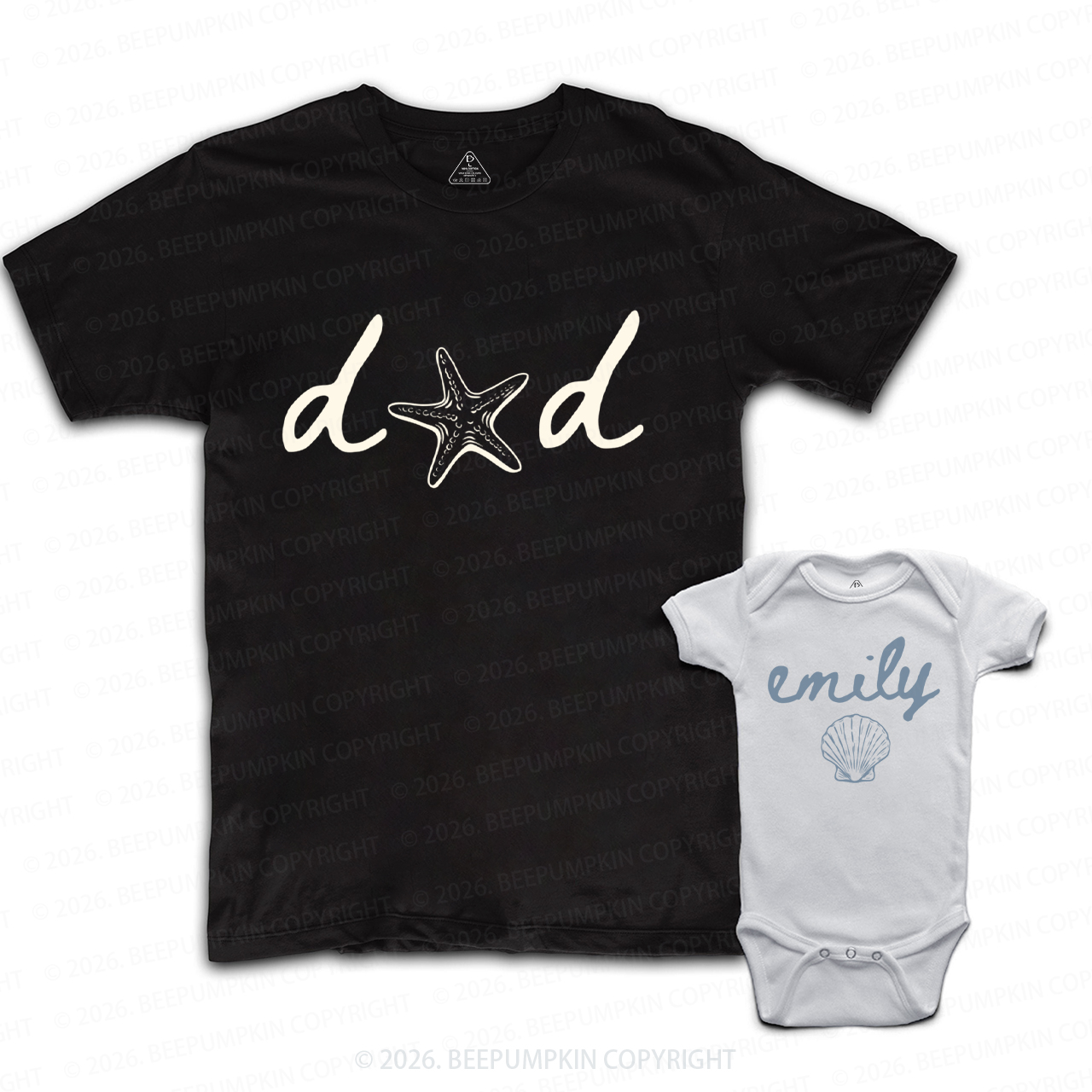 Personalized Seashell Starfish Dad&Me Matching Shirts