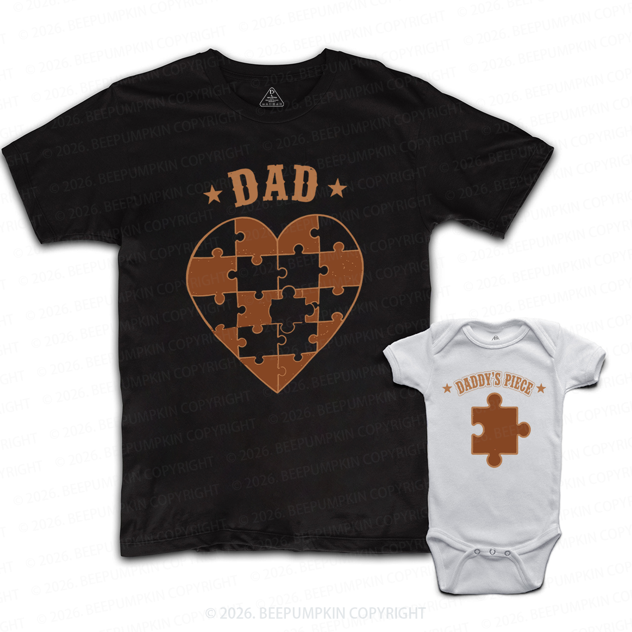 Daddy's Piece Puzzle Heart Dad&Me Matching Shirts