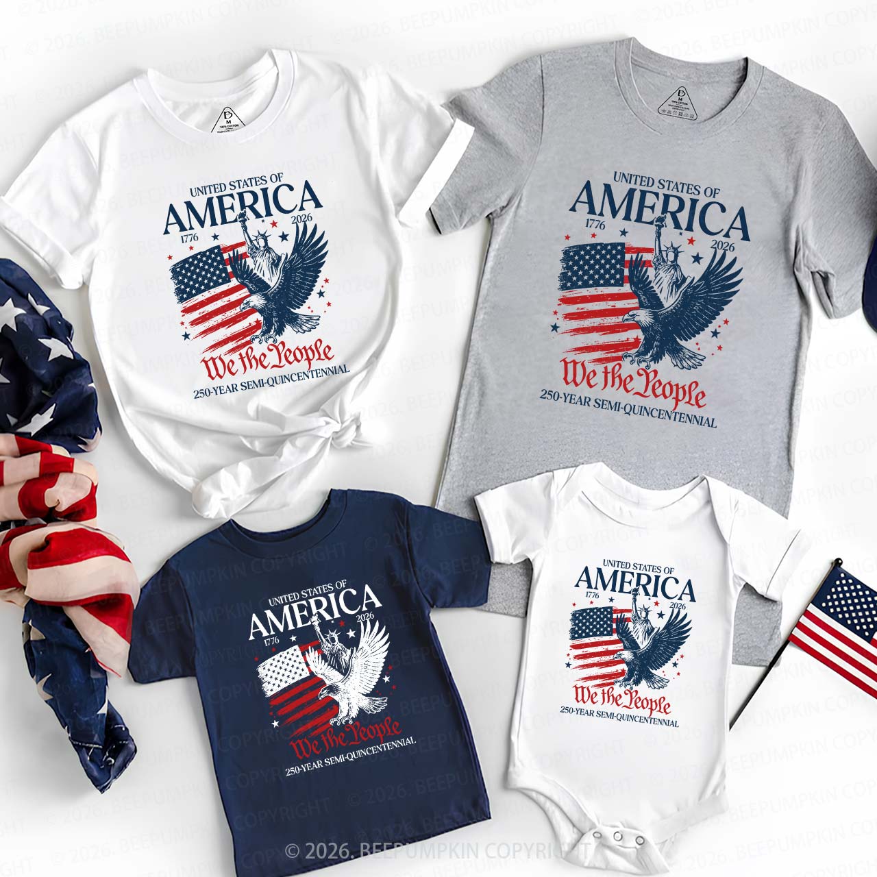 America 250 Patriotic Eagle Independence Day Family Matching Shirts
