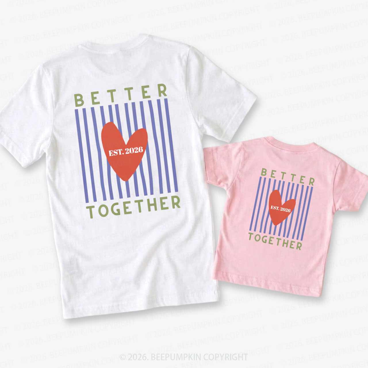 Better Together with Retro Stripes Dad&Me Matching Shirts-Back Design