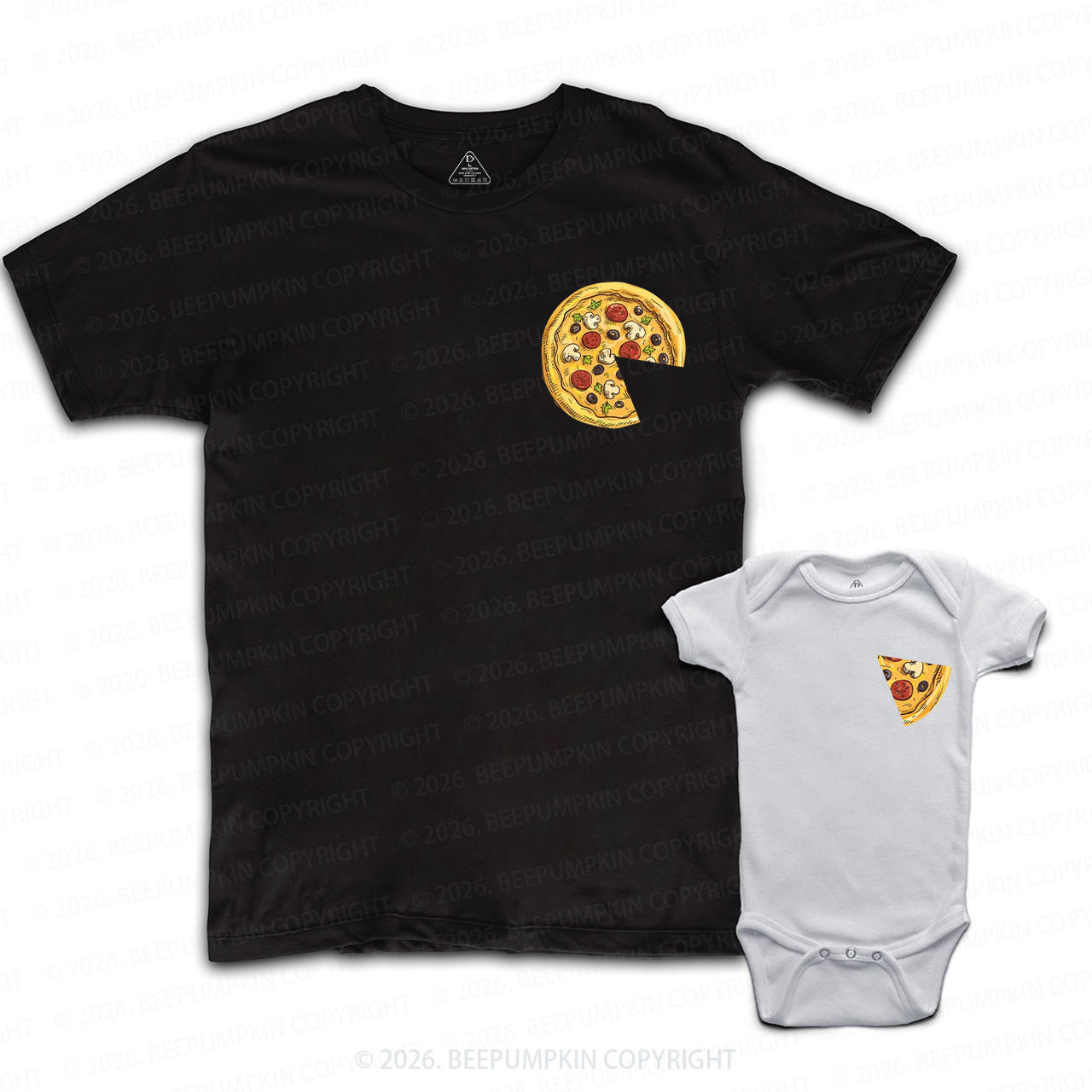 Pizza and Pizza Slice Funny Dad&Me Matching Shirts