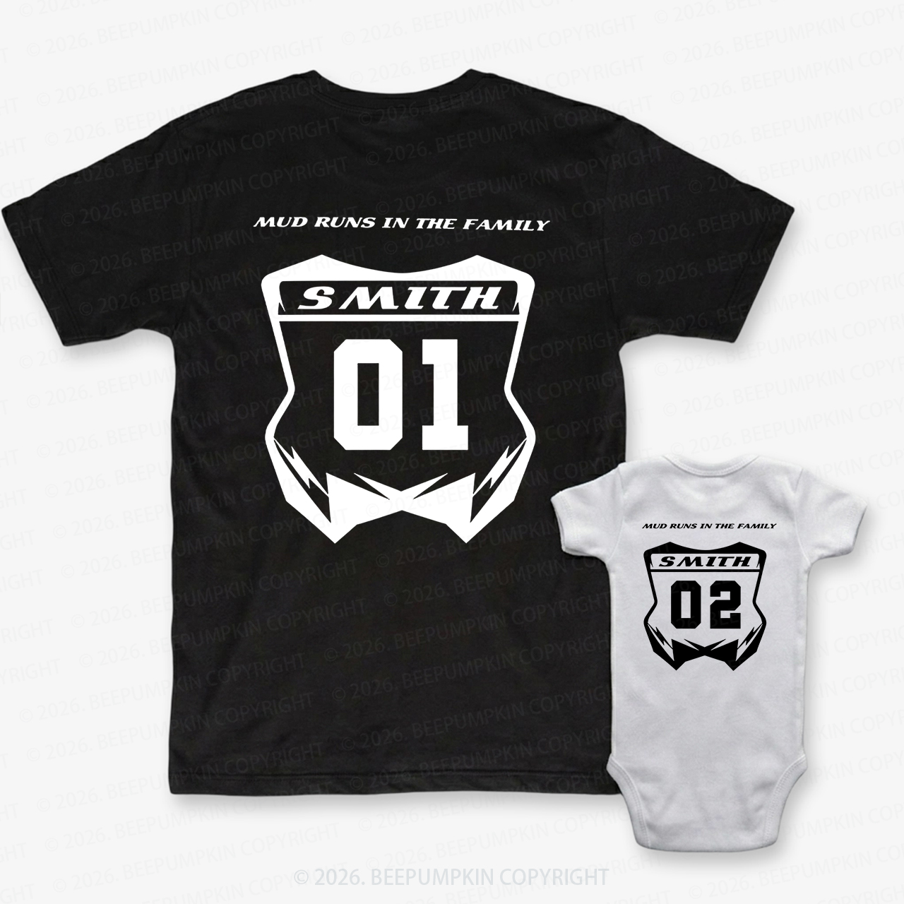 Personalized Fathers Day Dirt Bike Dad&Me Matching Shirts-Back Design