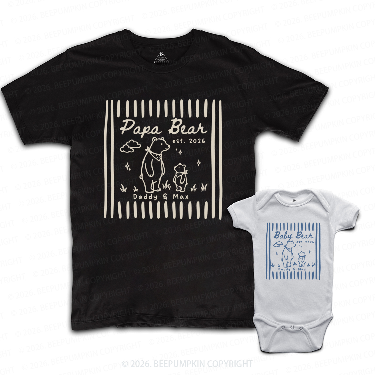 Personalized Papa Bear Baby Bear Dad&Me Matching Shirts