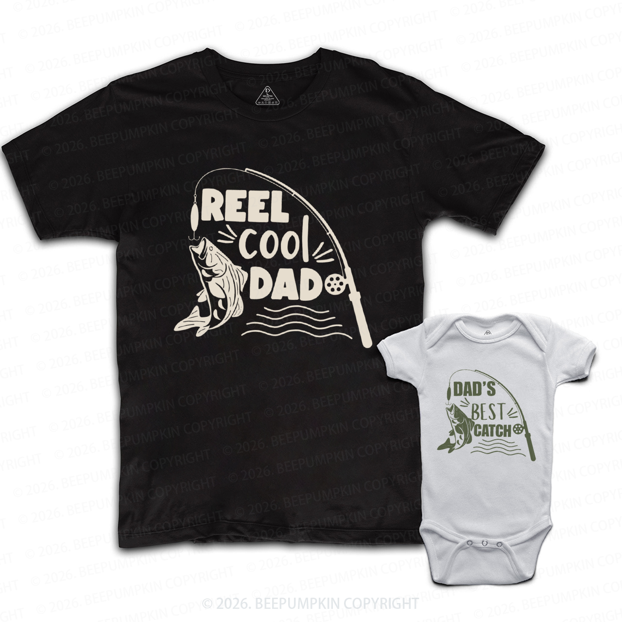 Reel Cool Dad Dad's Best Catch Fishing Dad&Me Matching Shirts