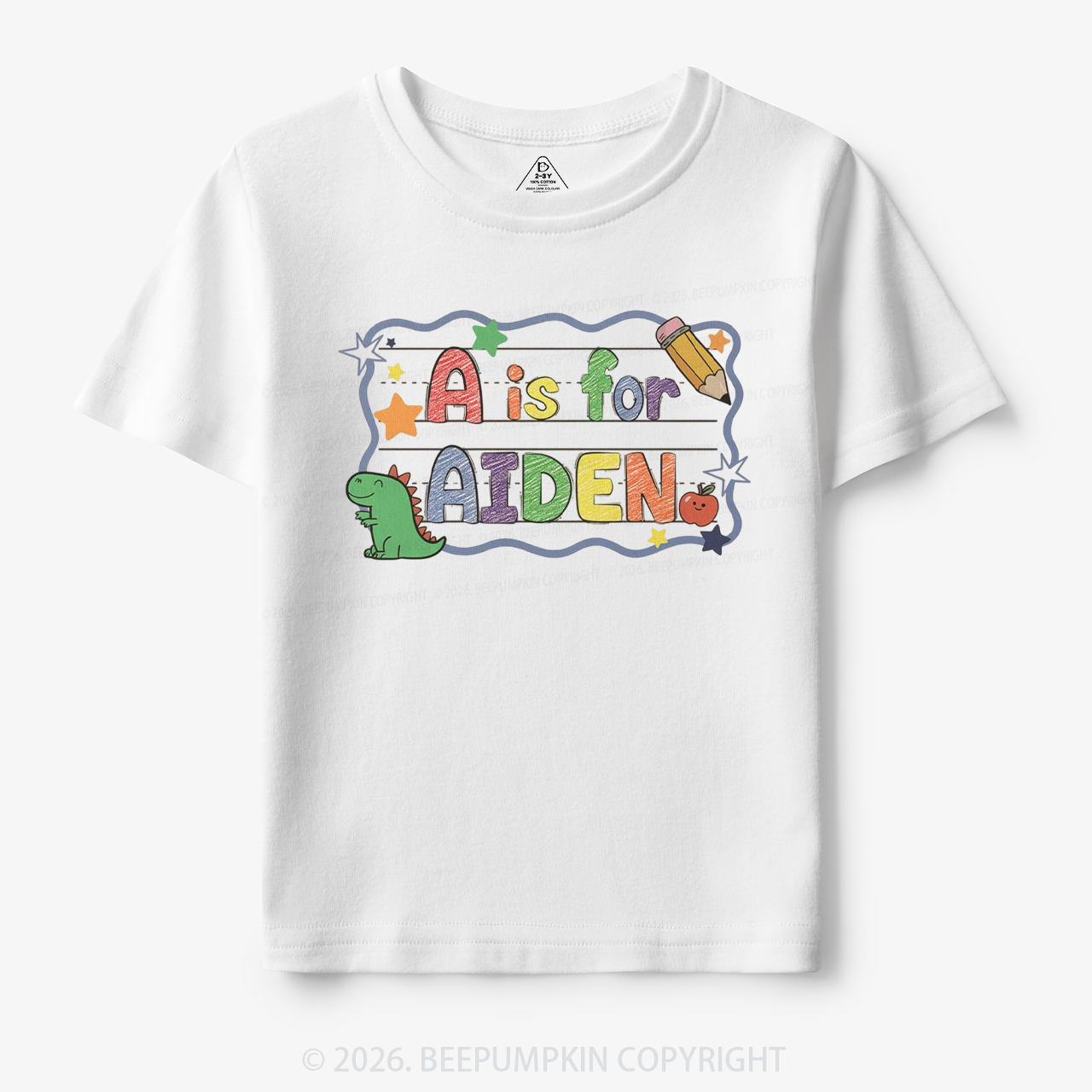Personalized Name Dinosaur First Day of School Toddler&Kid's Tees
