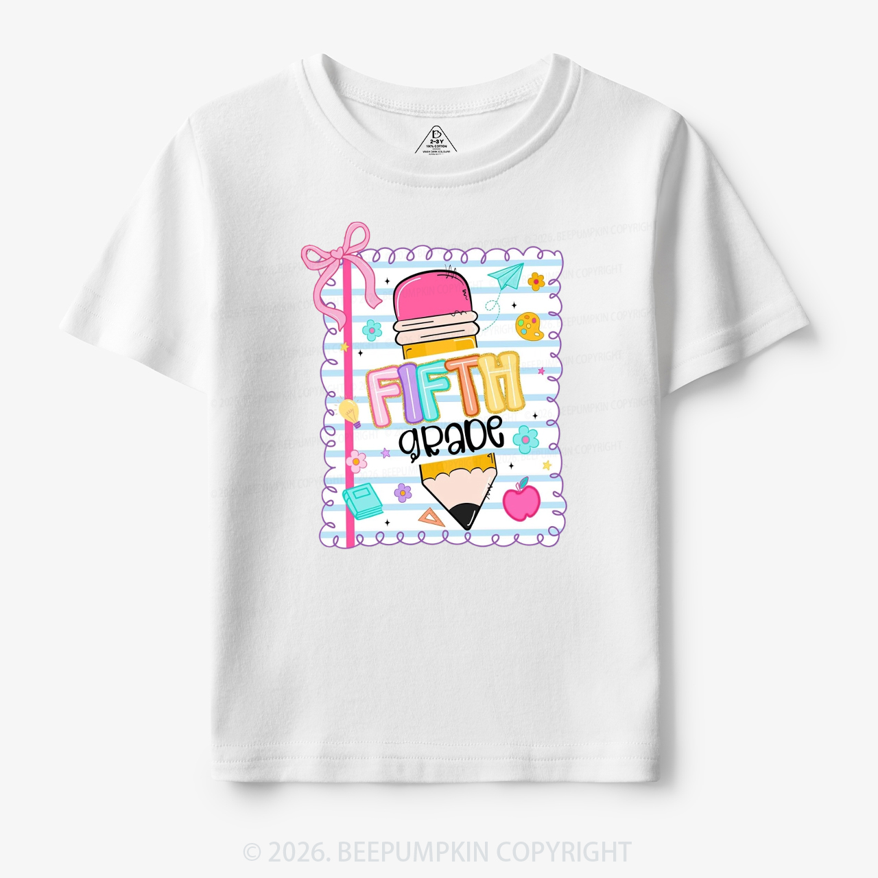 Back To School Pencil Coquette Bow Grades Toddler&Kid's Tees
