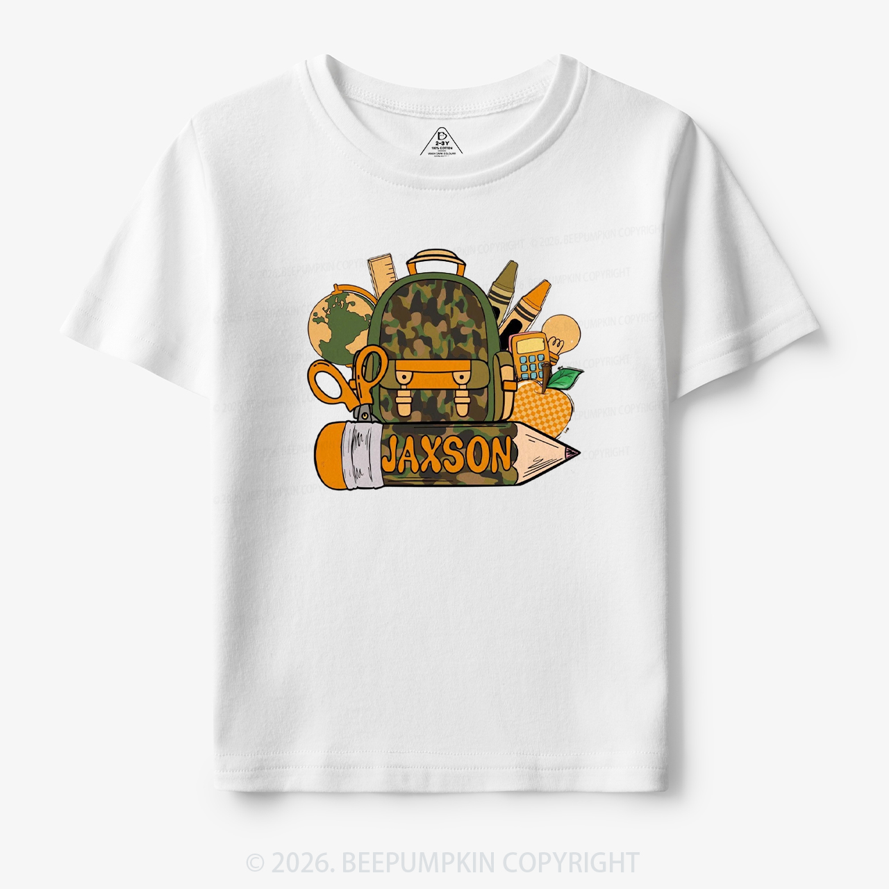 Personalized Camo Backpack Pencil Name Toddler&Kid's Tees