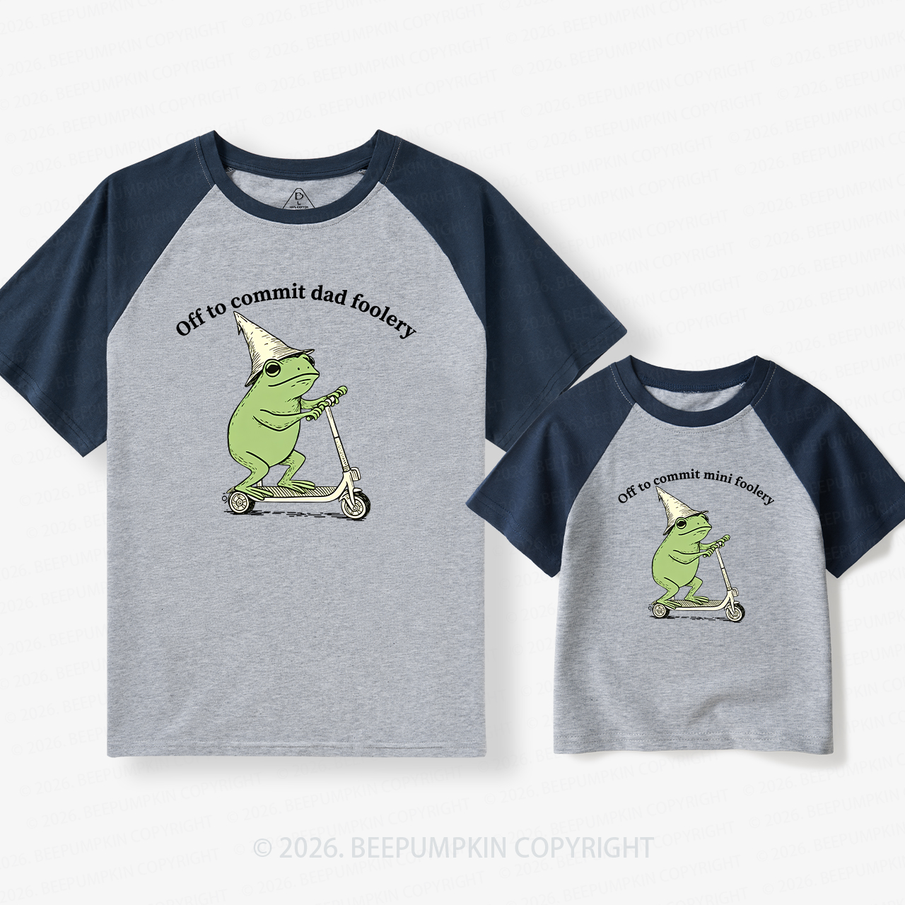 Foolery Mini Foolery Frog Scooter Dad&Me Matching Retro Raglan T-shirt