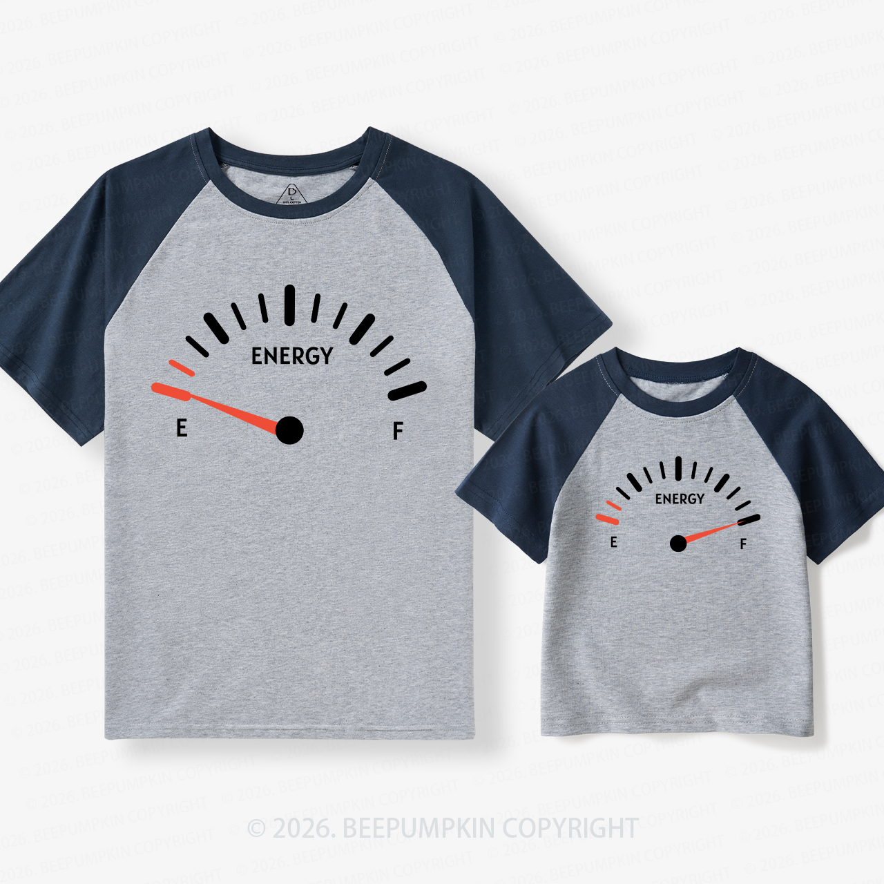 Energy Gauge for Father's Day Dad&Me Matching Retro Raglan T-shirt