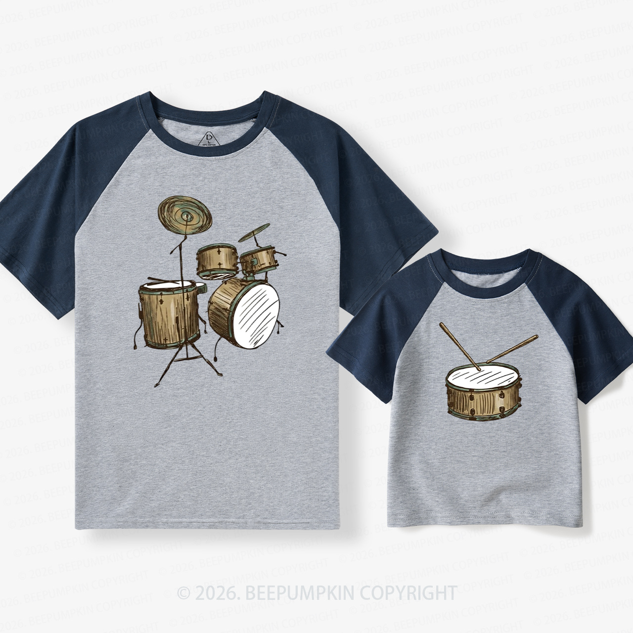 Drums & Drum Matching Dad and Me Matching Retro Raglan T-shirt