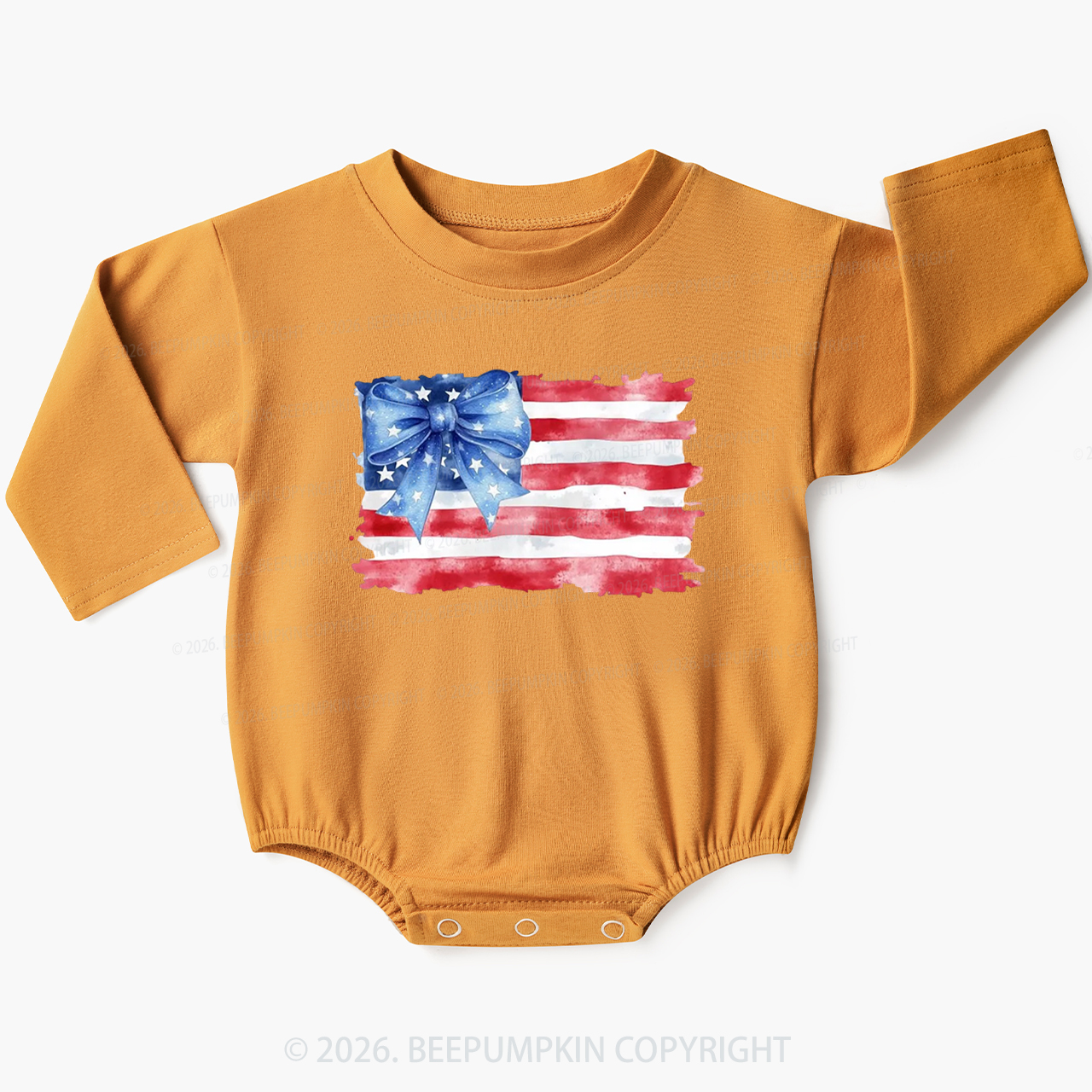 4th of July American Flag Baby Bubble Romper