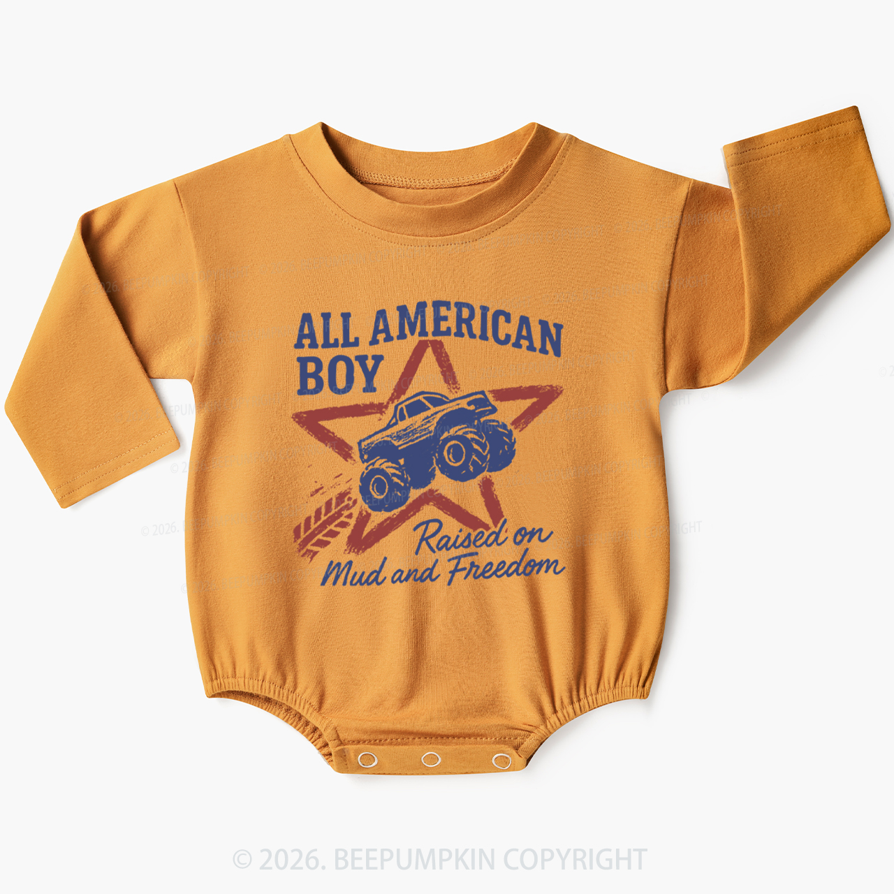 All American Boy Raised on Mud and Freedom Baby Bubble Romper