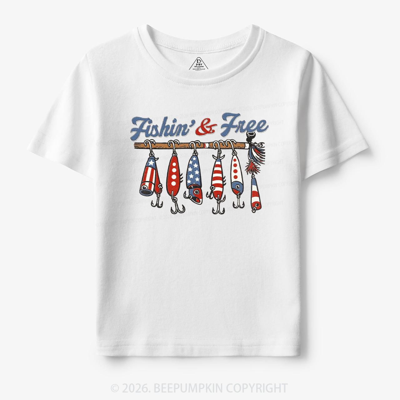 Fishin And Free Lure 4th Of July Toddler&Kid's Tees