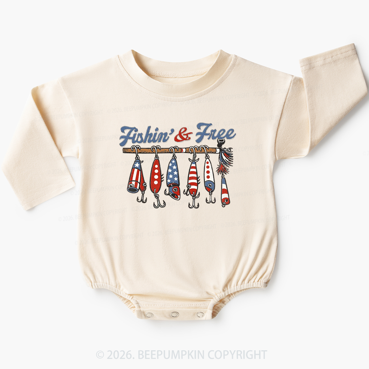 Fishin And Free Lure 4th Of July Baby Bubble Romper
