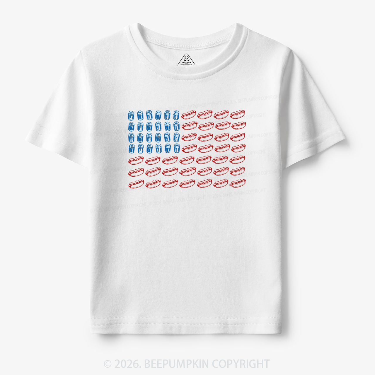 Funny 4th of July Hot Dog American Flag Toddler&Kid's Tees