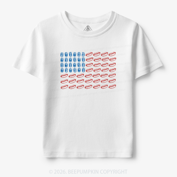 Funny 4th of July Hot Dog American Flag Toddler&Kid's Tees