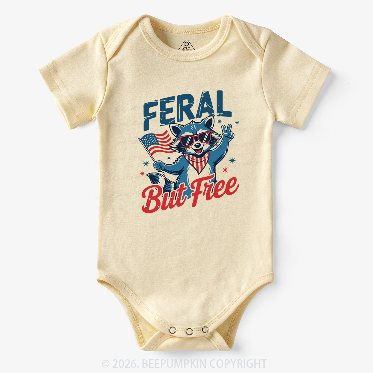 Feral Raccoon 4th of July Bodysuit