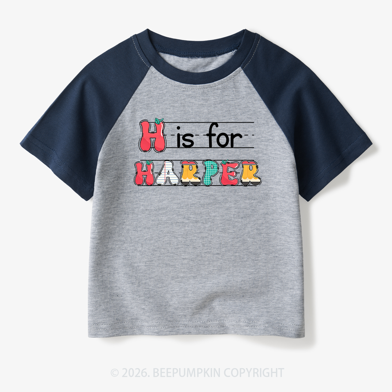 Personalized Kids Name Back To School Toddler&Kids Retro Raglan T-shirt