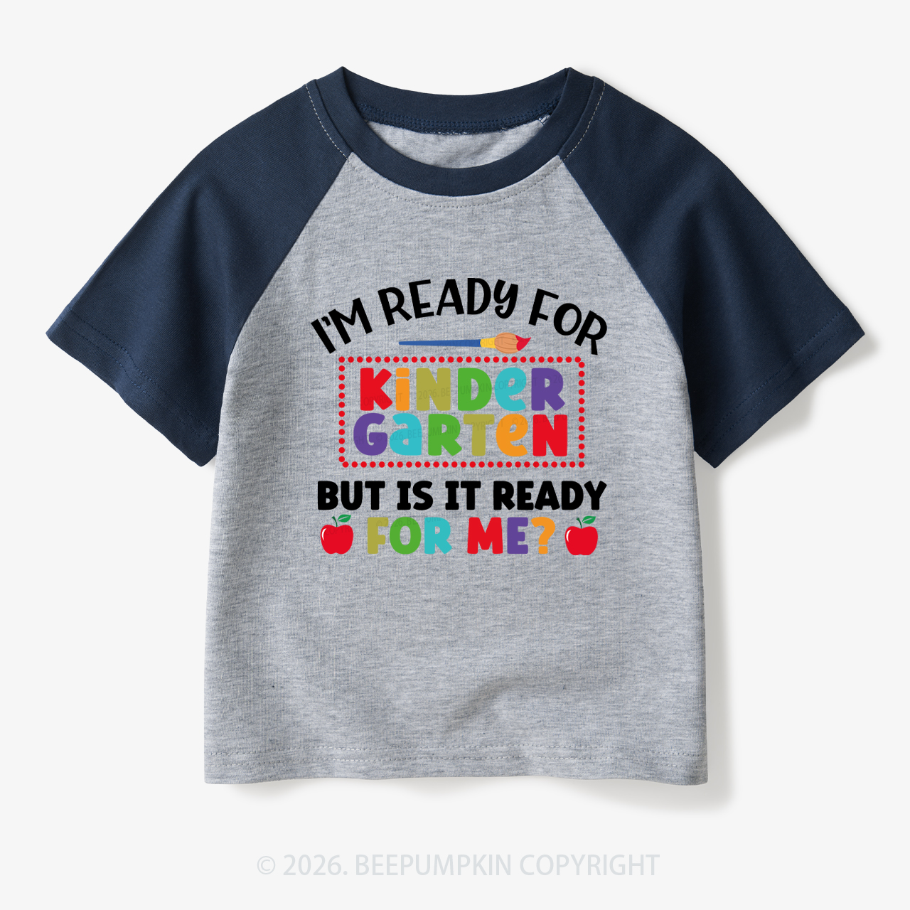 I'm Ready For Kindergarten Back To School Toddler&Kids Retro Raglan T-shirt