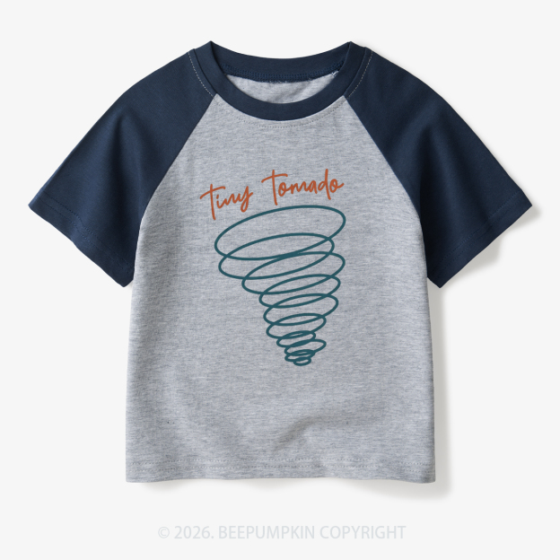 Tiny Tornado Funny Toddler&Kids Retro Raglan T-shirt