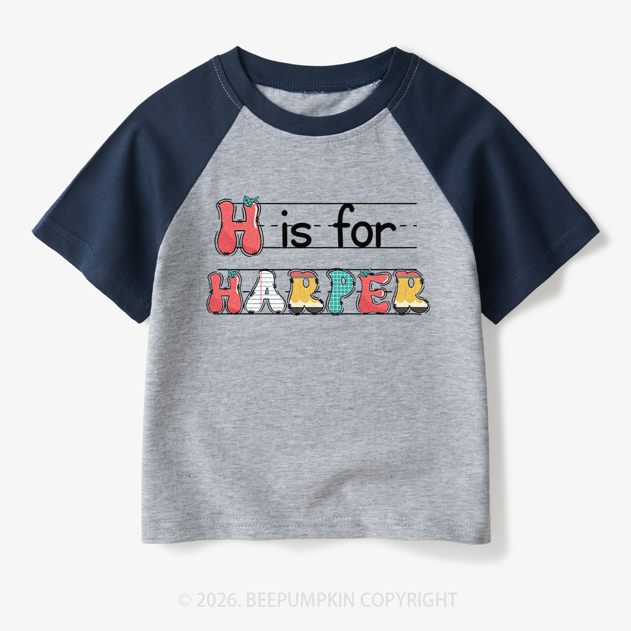 Personalized Kids Name Back To School Toddler&Kids Retro Raglan T-shirt