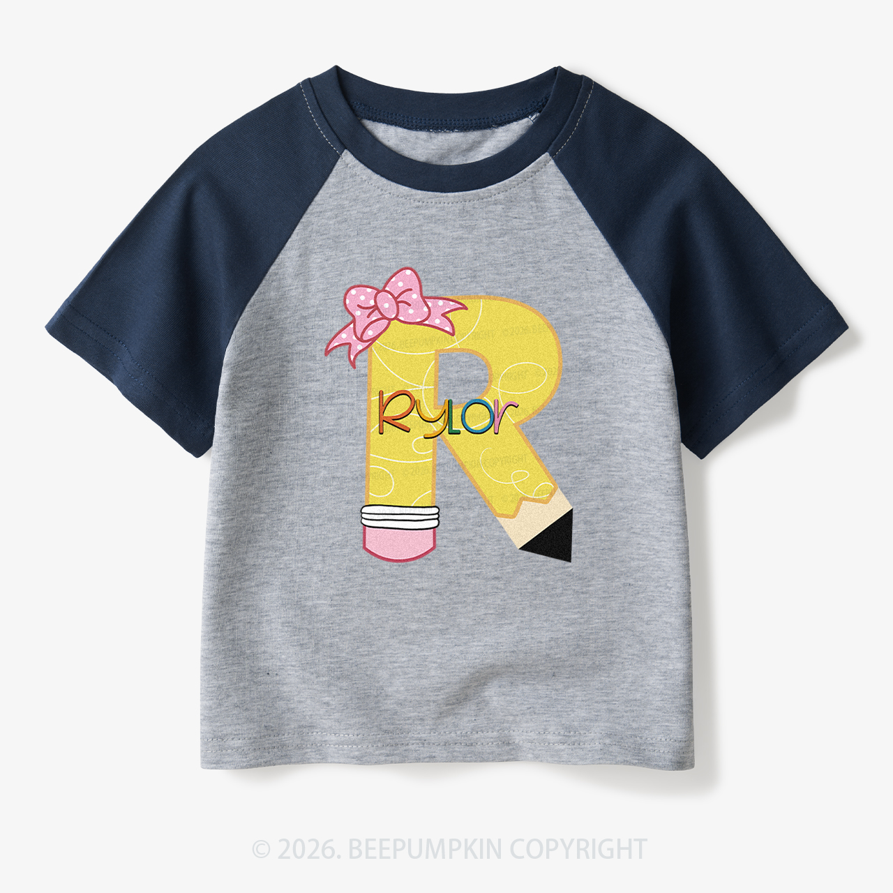 Personalized Pencil Back To School Toddler&Kids Retro Raglan T-shirt