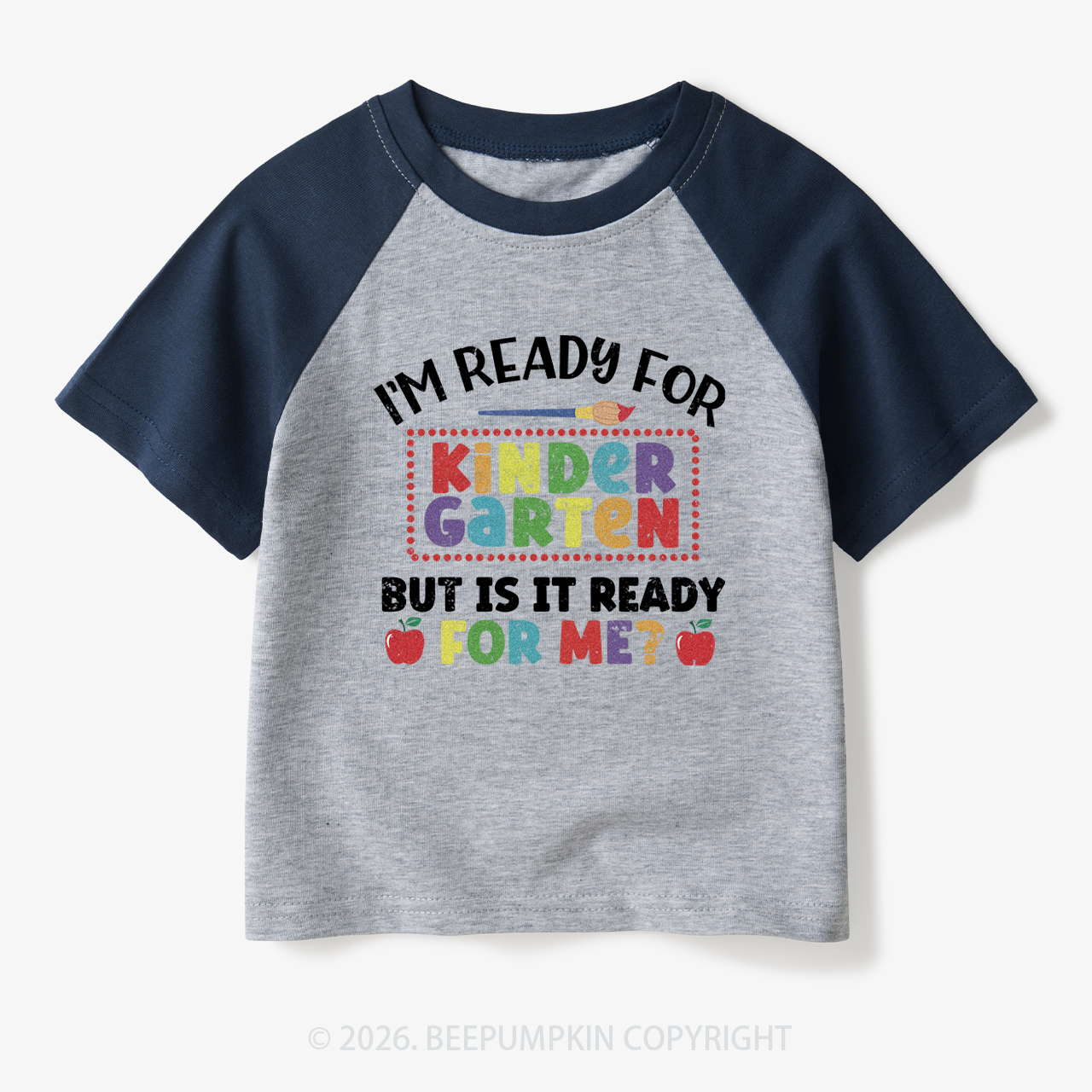 I'm Ready For Kindergarten Back To School Toddler&Kids Retro Raglan T-shirt