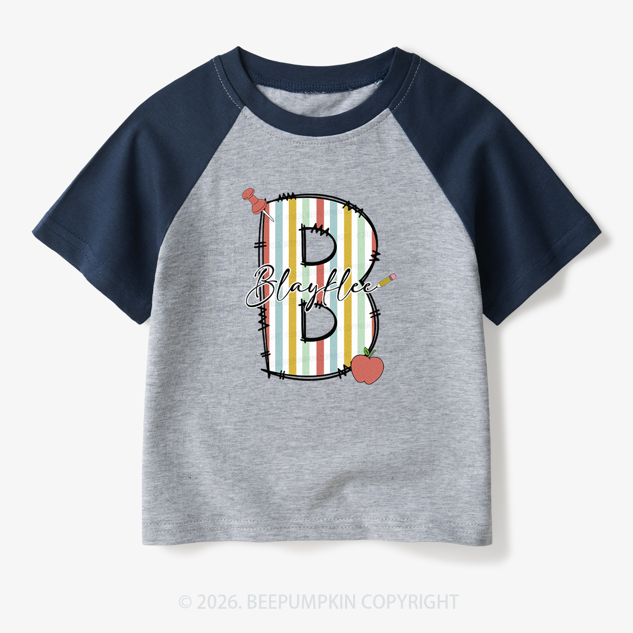 Personalized Alphabet Toddler&Kids Retro Raglan T-shirt