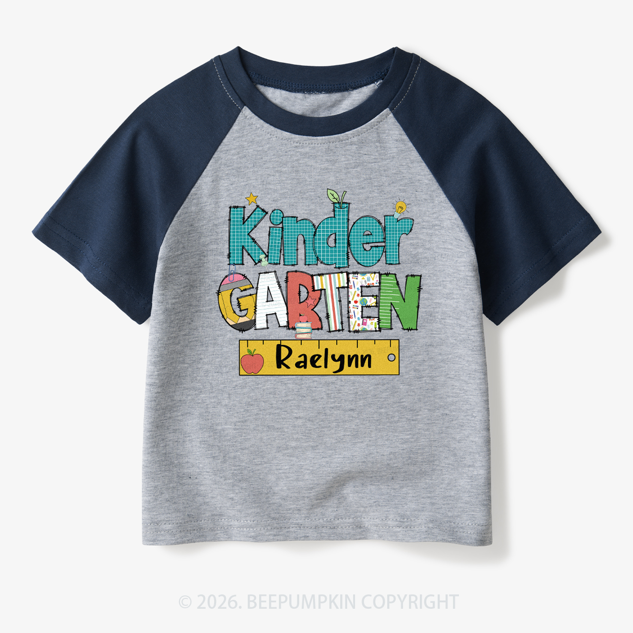 Personalized Letter Grade Toddler&Kids Retro Raglan T-shirt