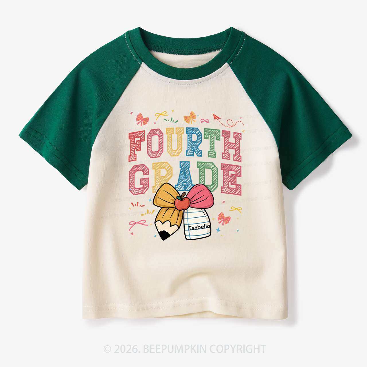 Personalized Girl Back To School Bundle Toddler&Kids Retro Raglan T-shirt