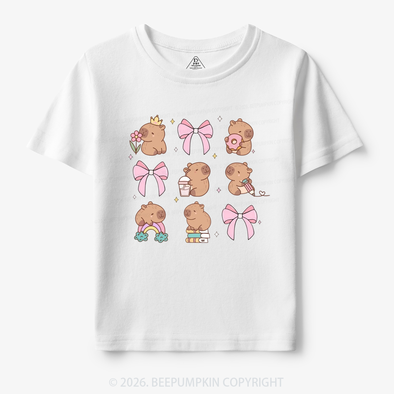 Capybara Cute Back to School Funny Animal Toddler&Kid's Tees