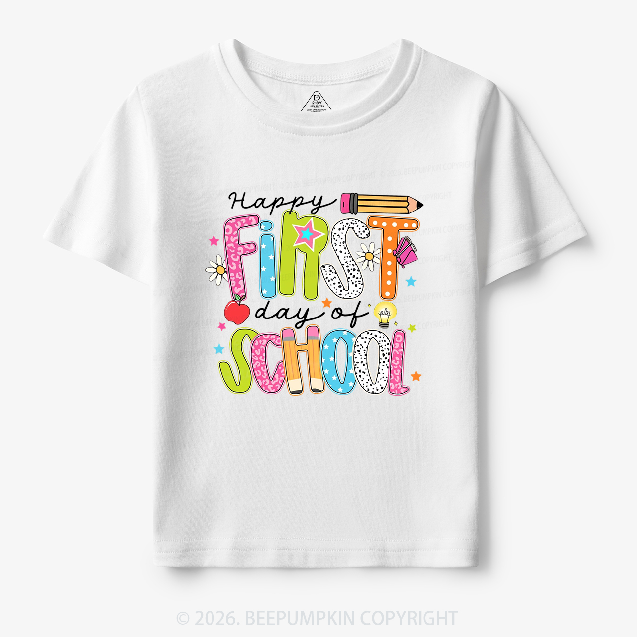 Colorful Happy First Day Of School Toddler&Kid's Tees
