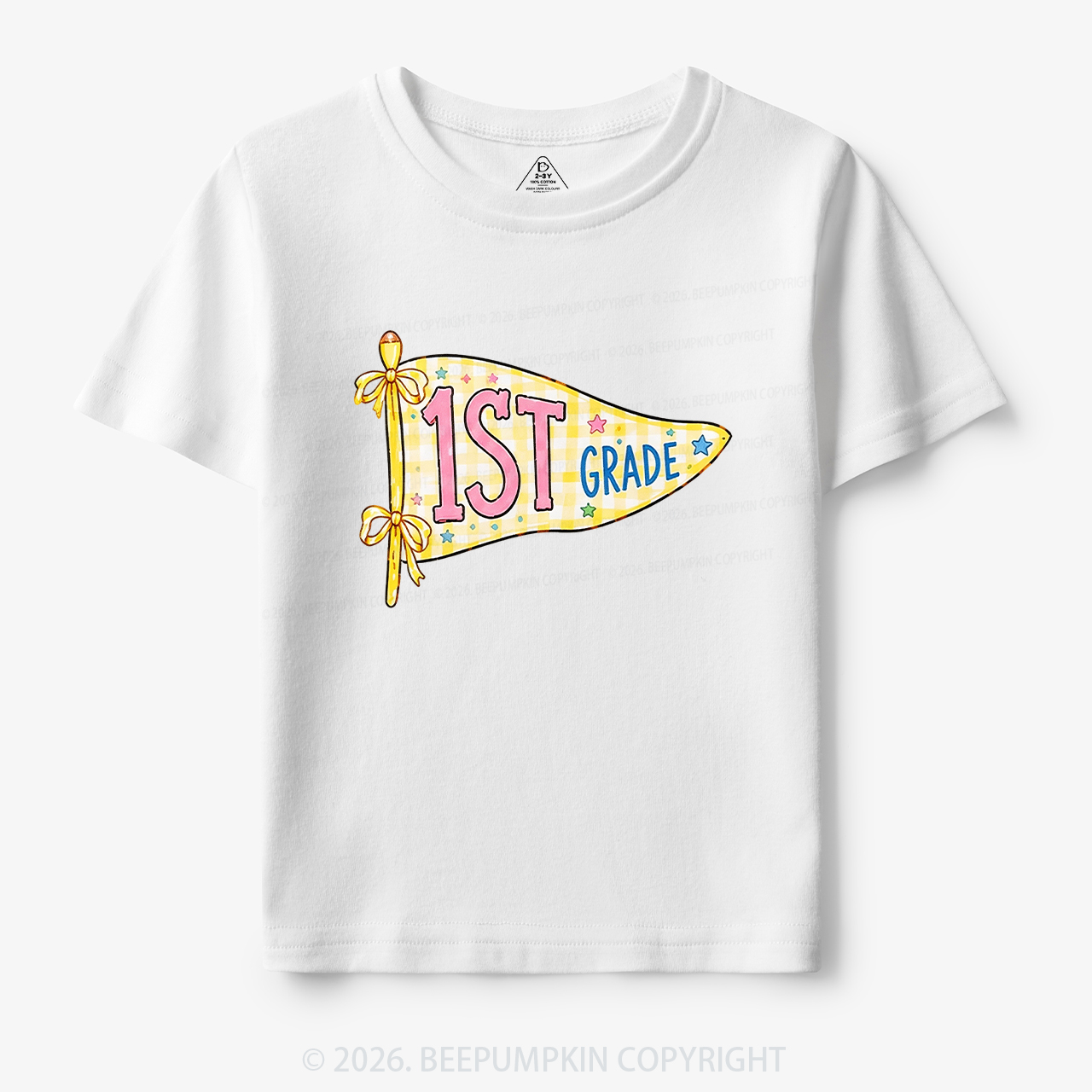Personalized Back to School Pennant Bow Pastel Toddler&Kid's Tees