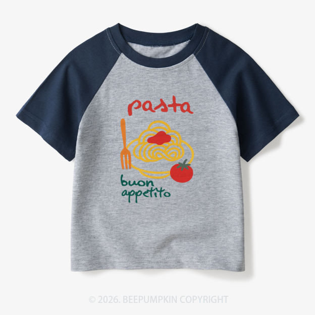 Spaghetti Pasta Cute Food Toddler&Kids Retro Raglan T-shirt