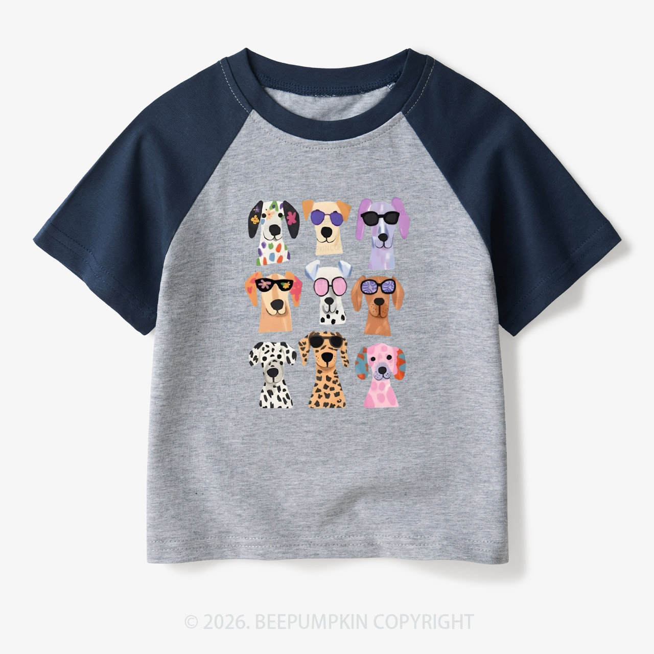 Cute Dog Fun Puppy Toddler&Kids Retro Raglan T-shirt