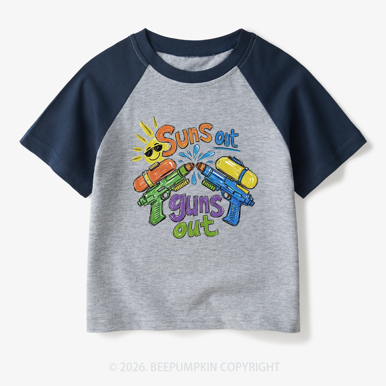 Funny Summer Suns Out Toddler&Kids Retro Raglan T-shirt