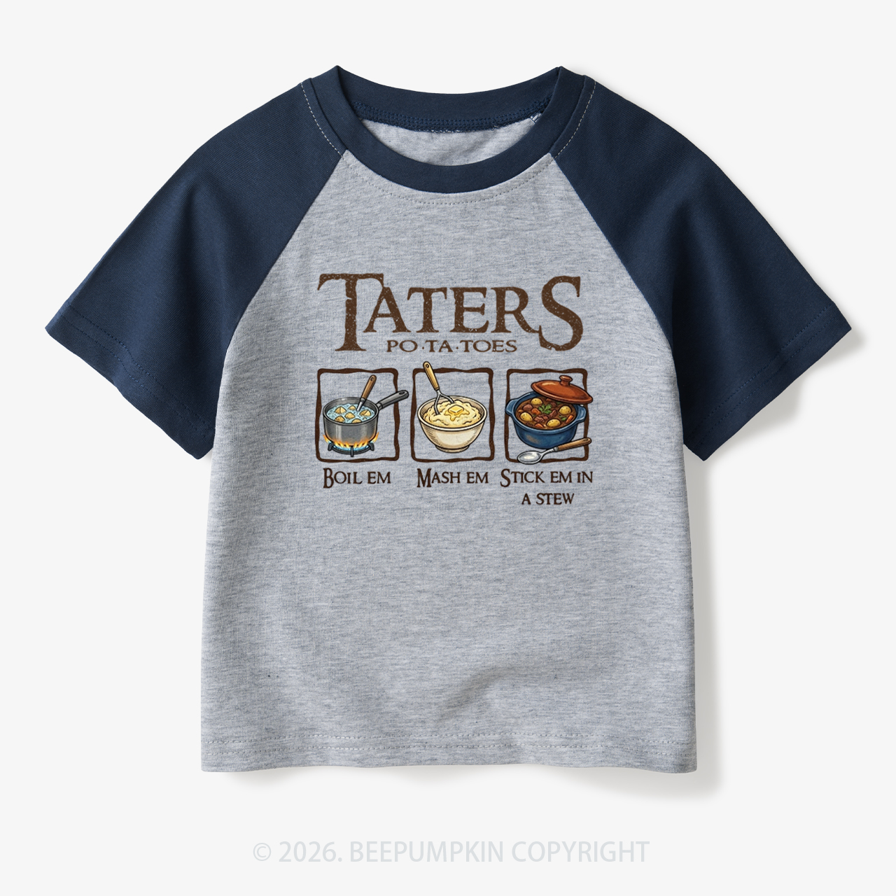 Taters Potatoes Funny Toddler&Kids Retro Raglan T-shirt