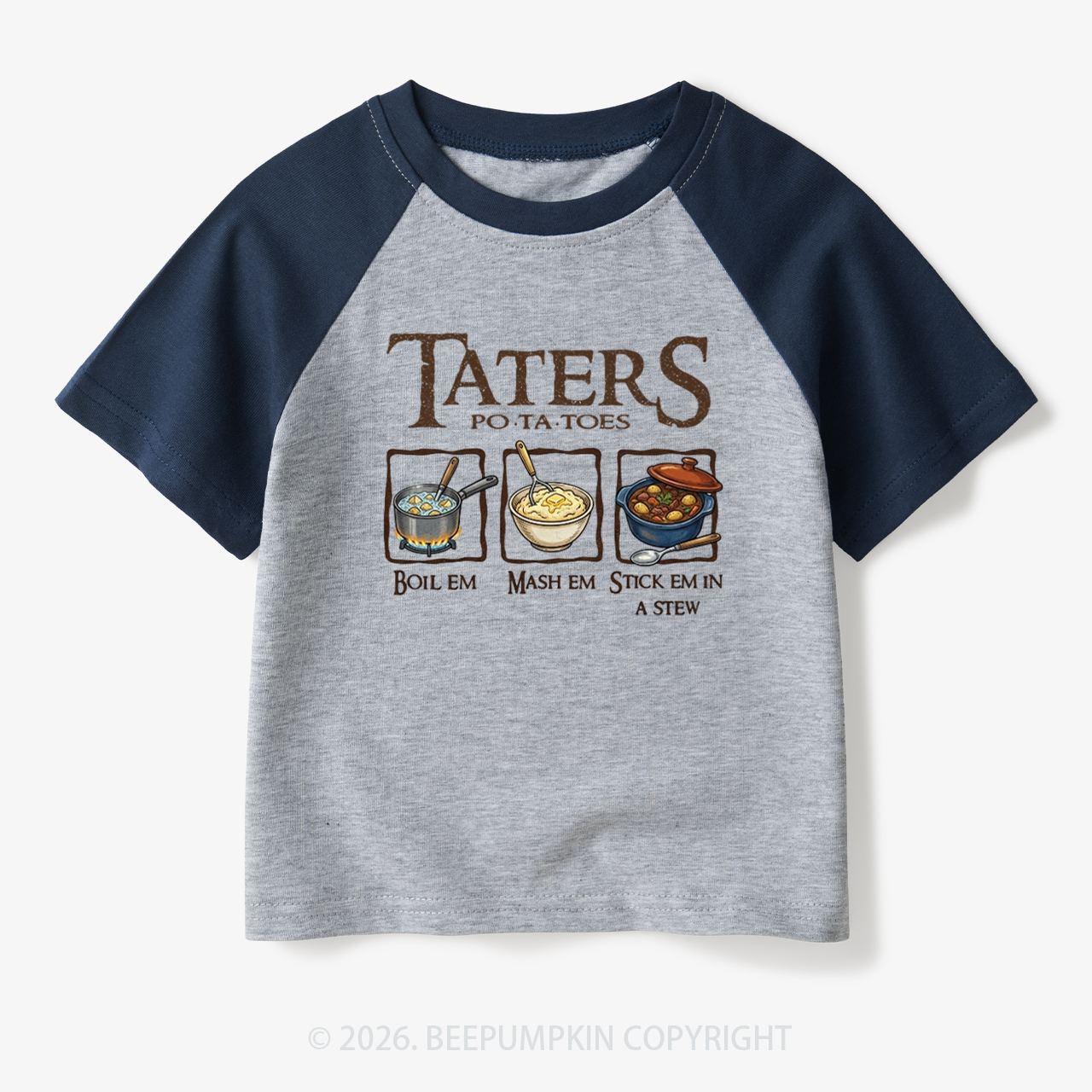 Taters Potatoes Funny Toddler&Kids Retro Raglan T-shirt