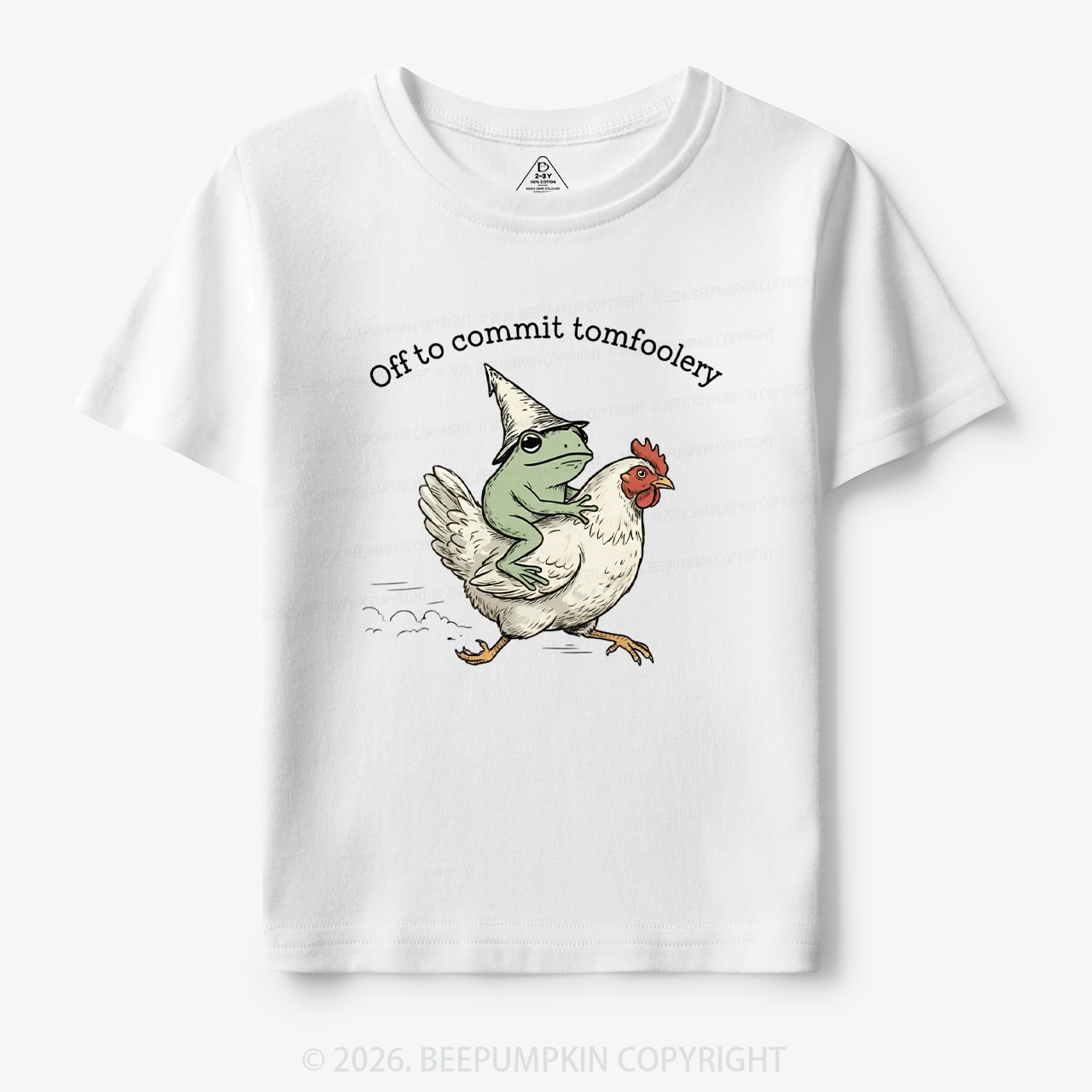Frog Riding Chicken Off to Commit Tomfoolery Toddler&Kid's Tees