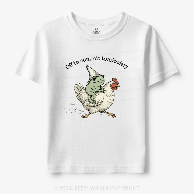 Frog Riding Chicken Off to Commit Tomfoolery Toddler&Kid's Tees