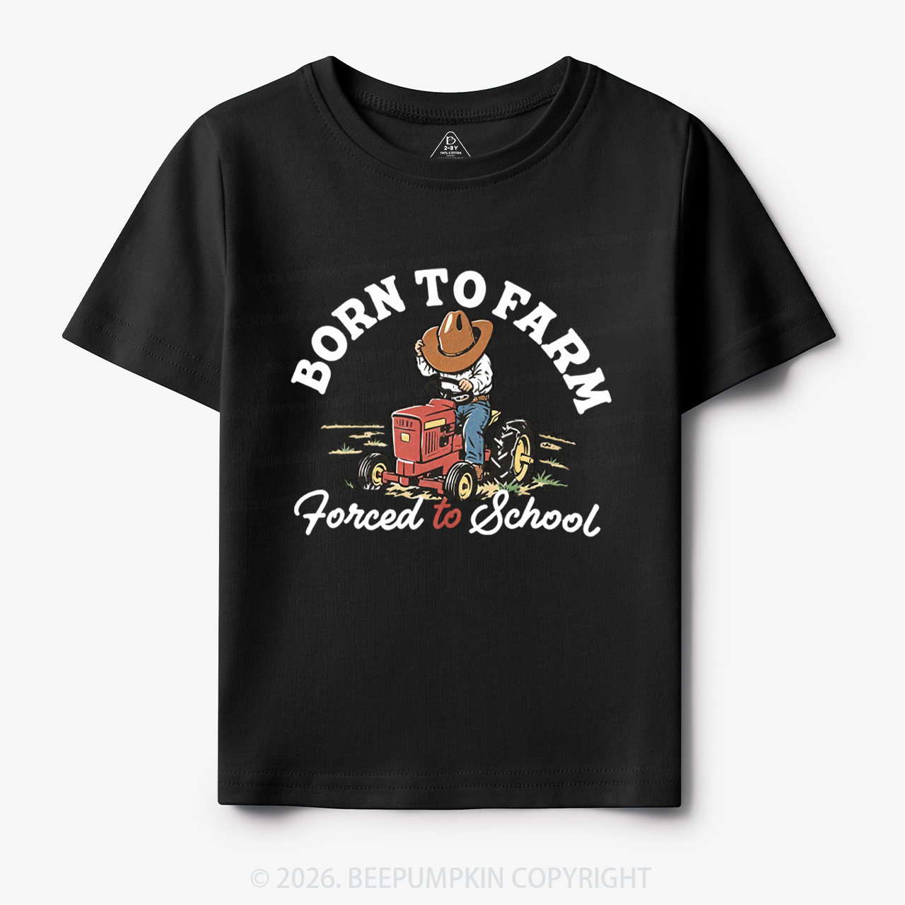  Born to Farm Forced to School Tractor Cowboy Toddler&Kid's Tees
