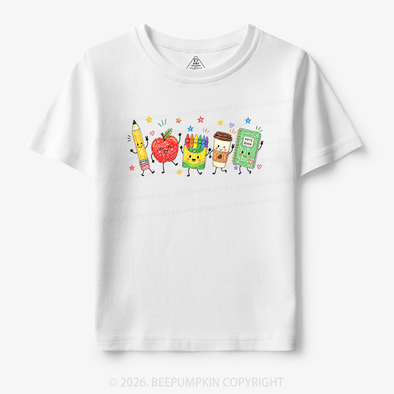 Cute Crayon Apple Pencil Notebook Toddler&Kid's Tees