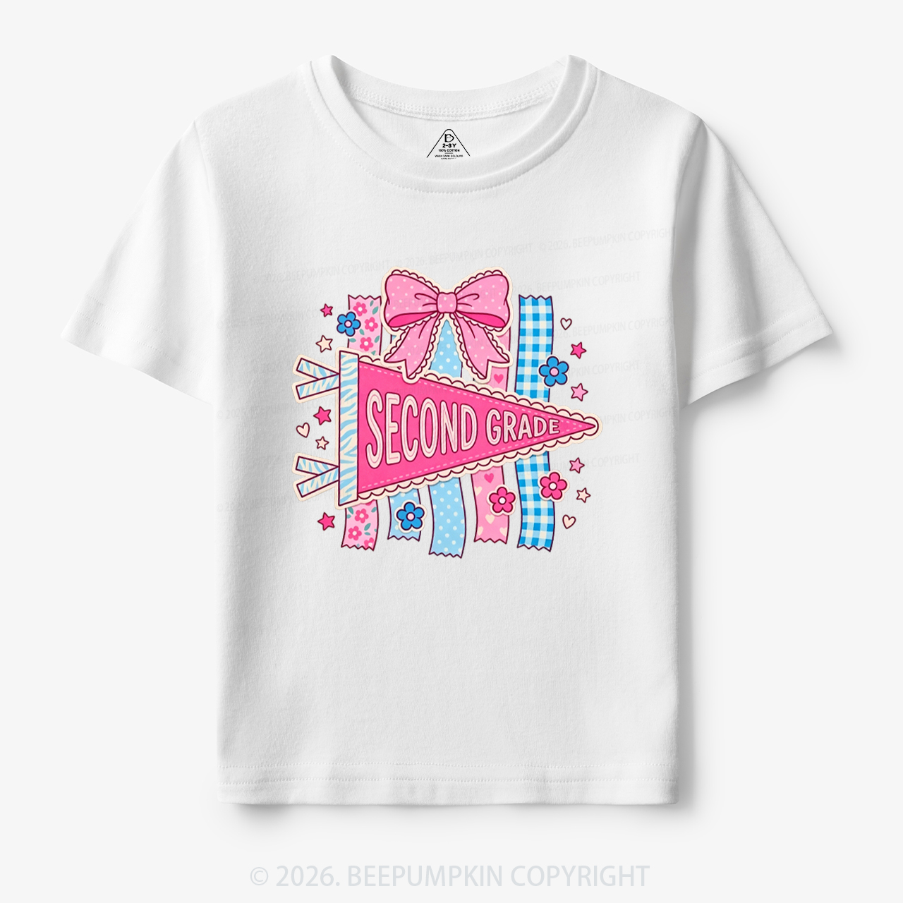 Personalized Pink Bow Pennant Back To School Toddler&Kid's Tees