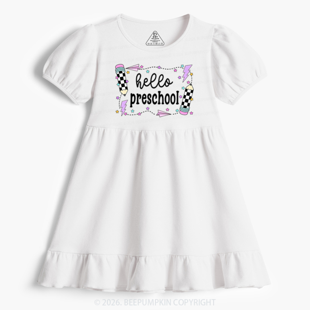 Hello Preschool Back To School Toddler&Kid's Ruffle Dress