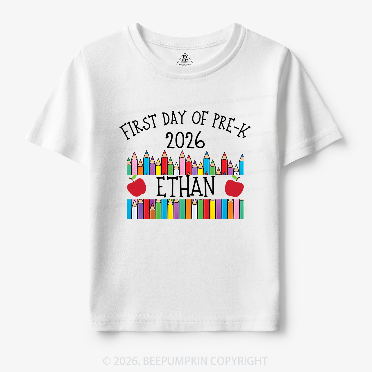 Personalized First Day Of Pre-K Crayon Toddler&Kid's Tees