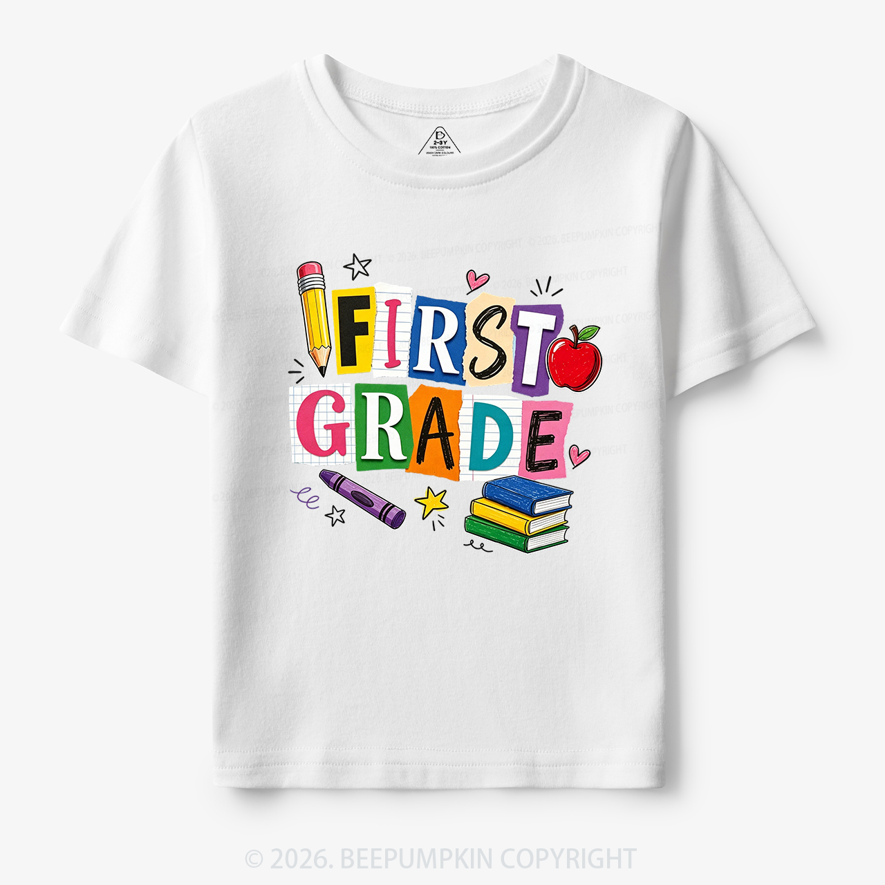Personalized Colorful Bright School Vibes Doodle Toddler&Kid's Tees