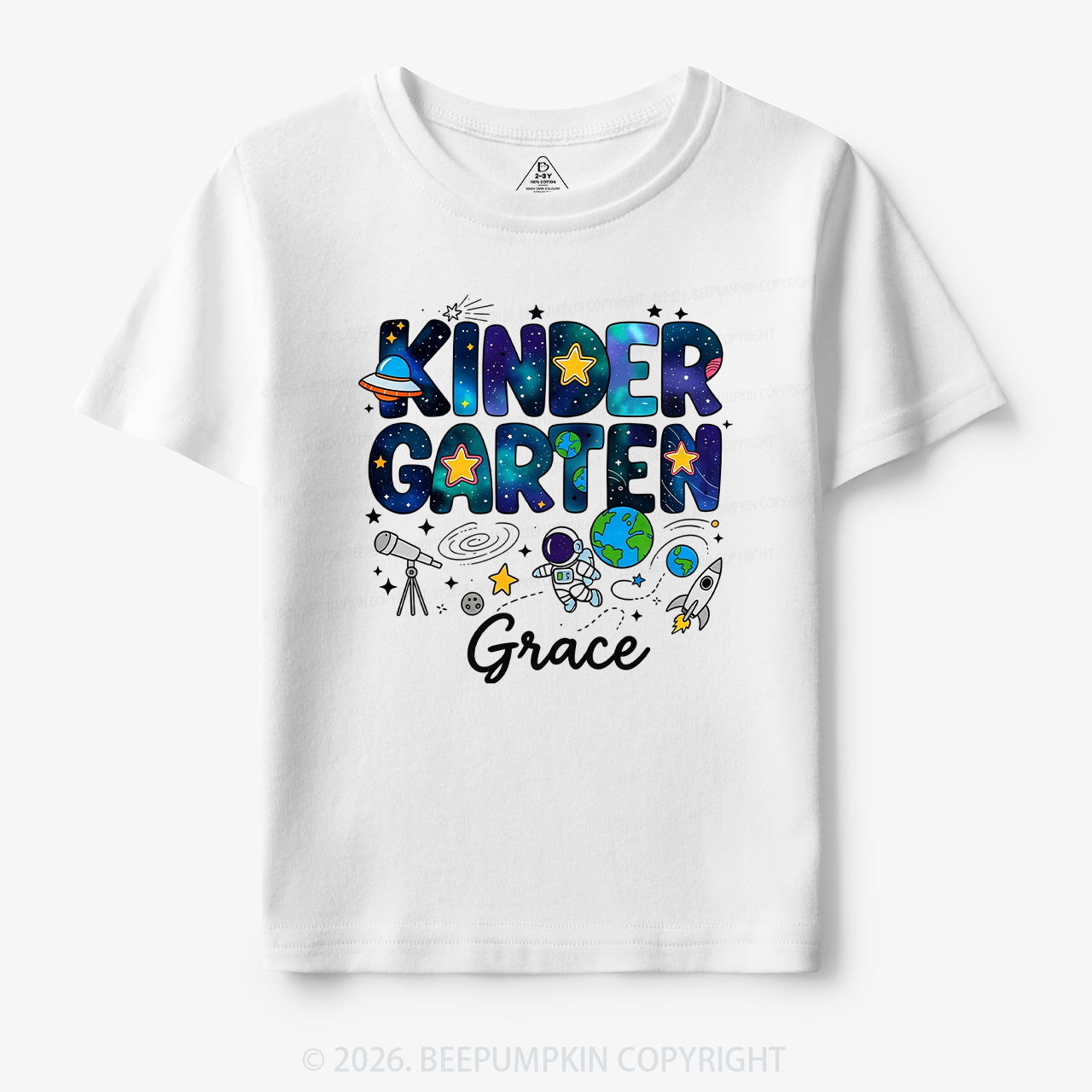 Personalized First Day of Kindergarten Outer Space Toddler&Kid's Tees
