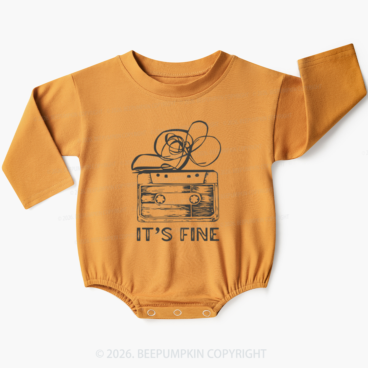 Retro Cassette Tape It’s Fine Baby Bubble Romper